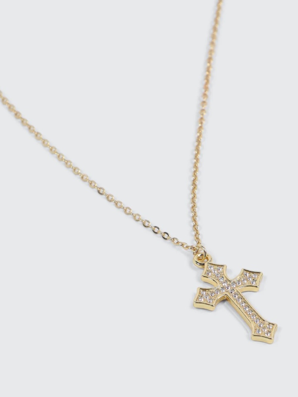 14k Gold Plated Crystal Cross Pendant Necklace